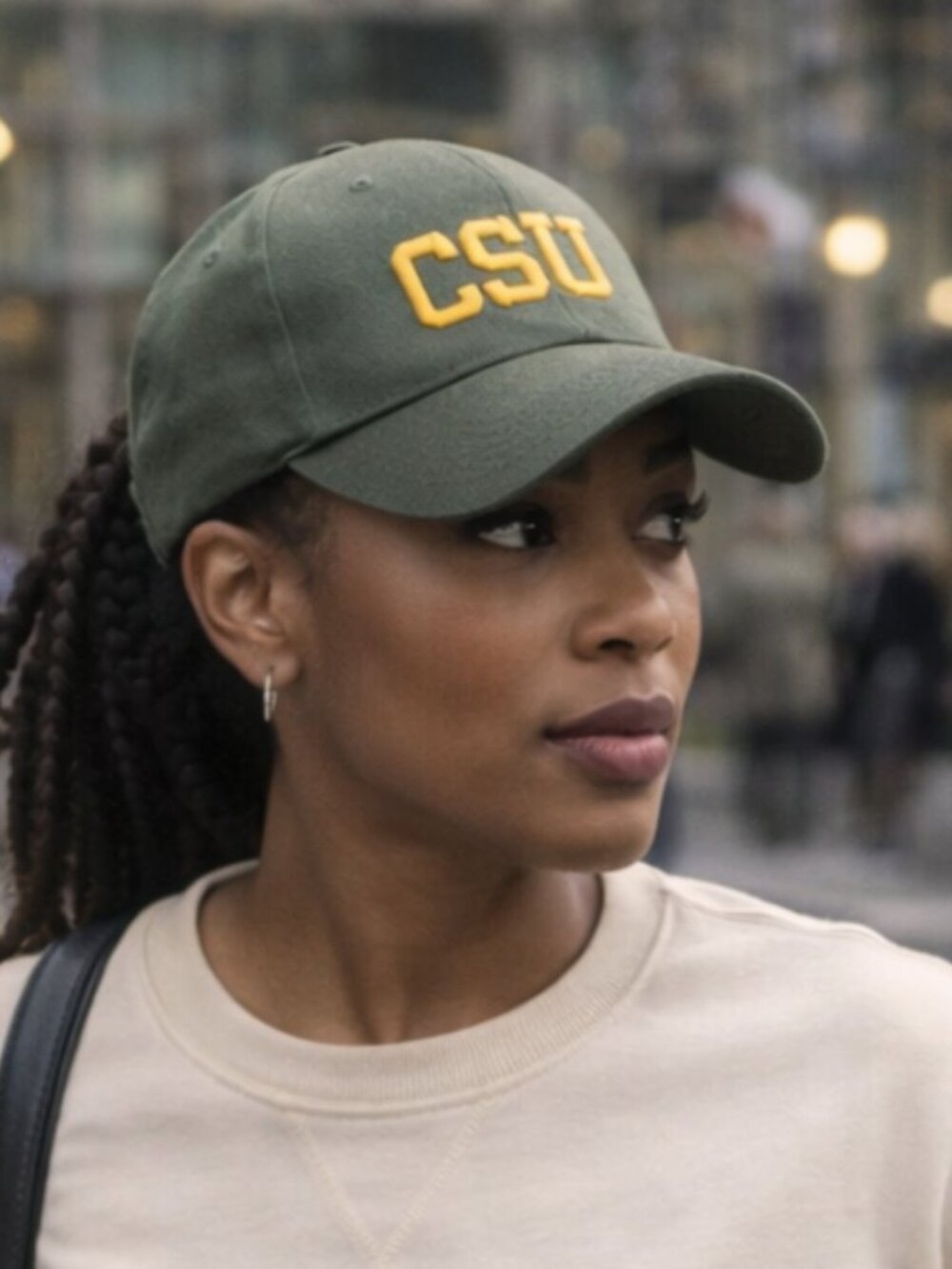 VINTAGE Nike CSU Embroidered Cap – Olive Green | One Size | Adjustable